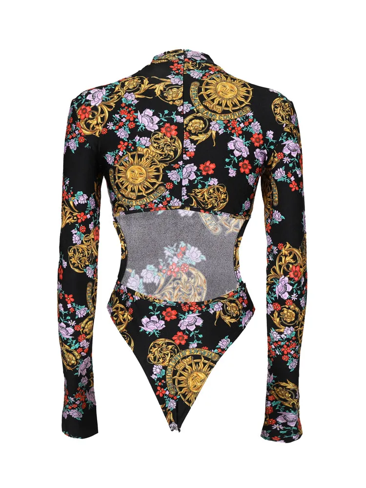 Versace Jeans Couture Graphic Printed Open-Back Bodysuit