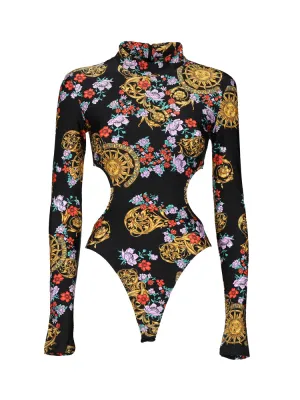 Versace Jeans Couture Graphic Printed Open-Back Bodysuit