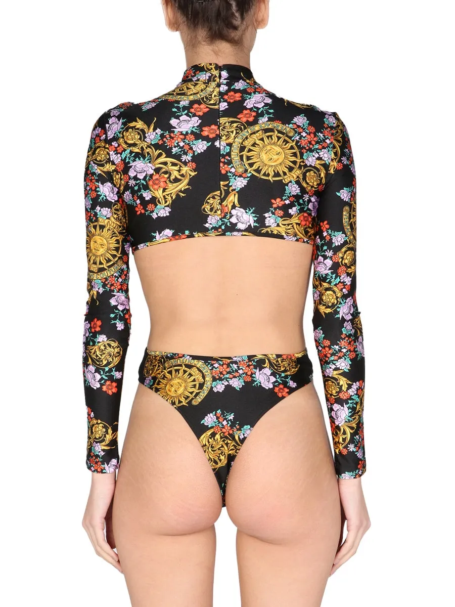 Versace Jeans Couture Graphic Printed Open-Back Bodysuit