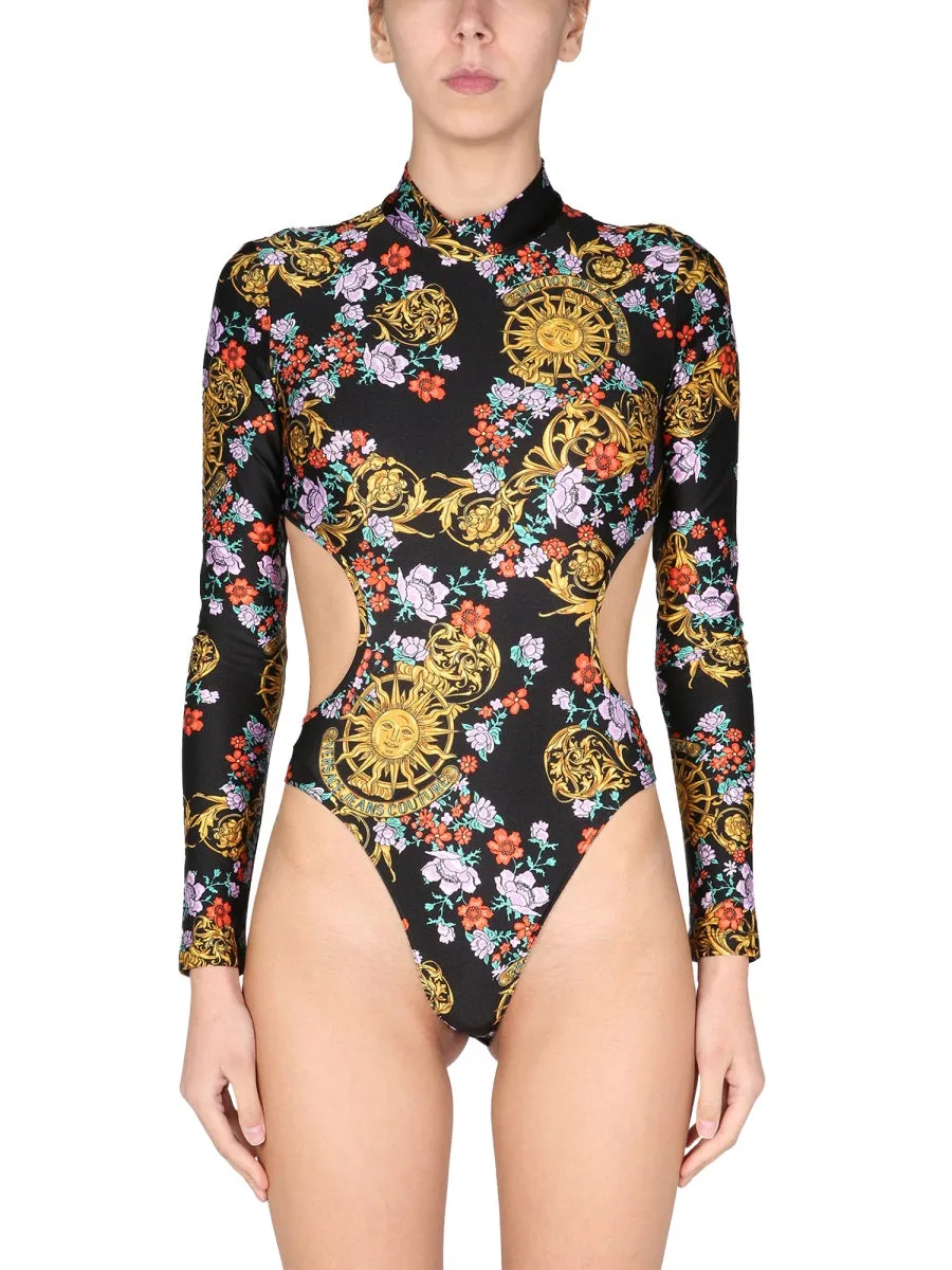 Versace Jeans Couture Graphic Printed Open-Back Bodysuit