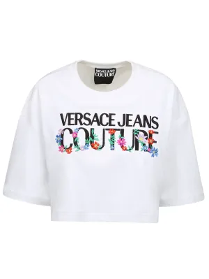 Versace Jeans Couture Logo Printed Cropped T-Shirt