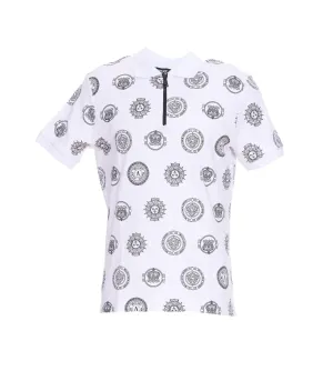 Versace Jeans Couture Monogram Printed Zip-Up Polo Shirt