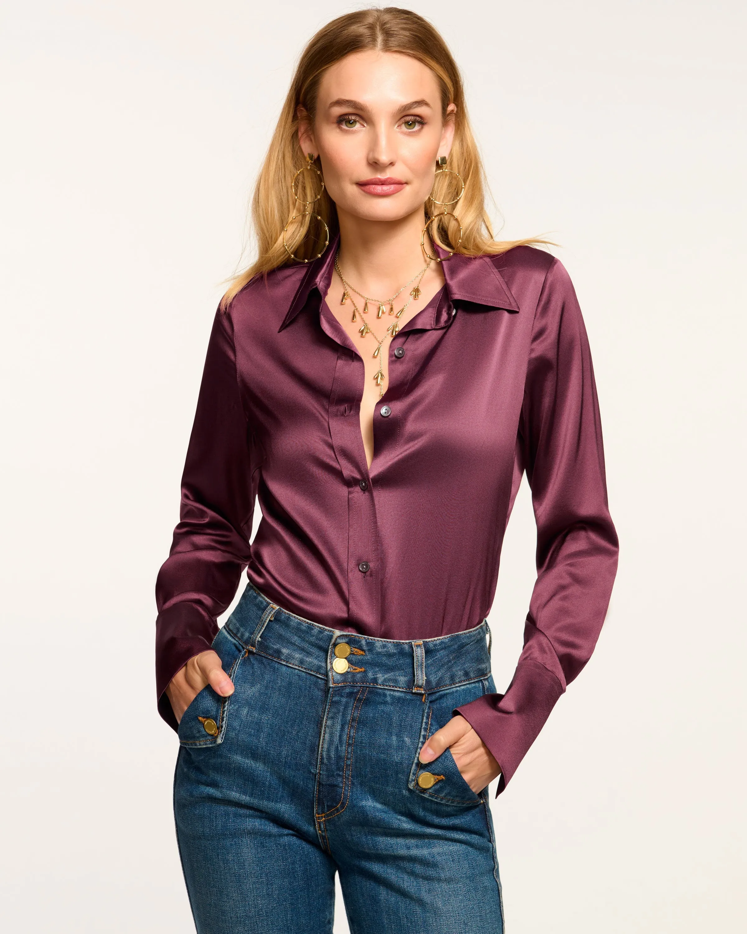 Victoria Silk Button Down Blouse