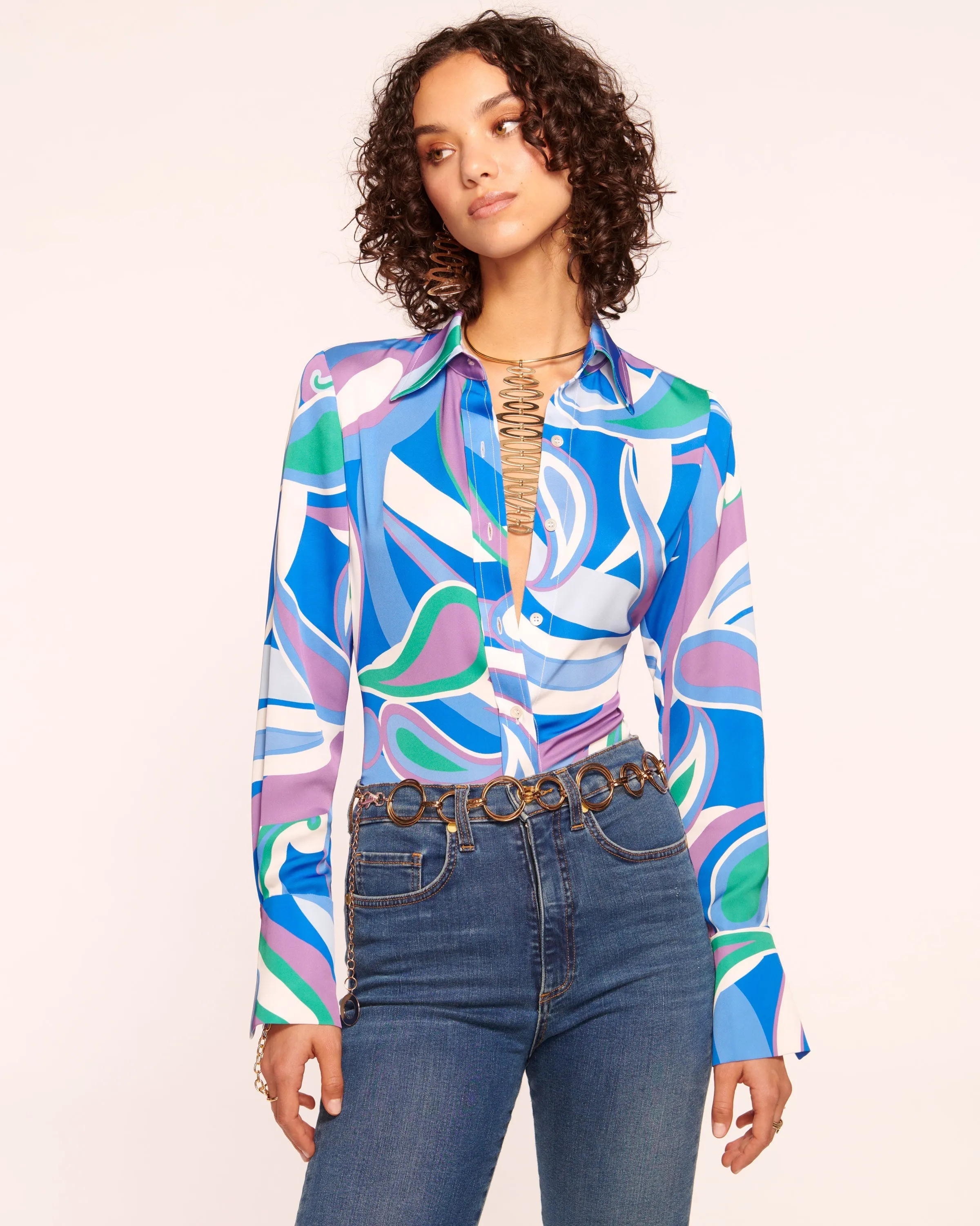 Victoria Silk Button Down Blouse