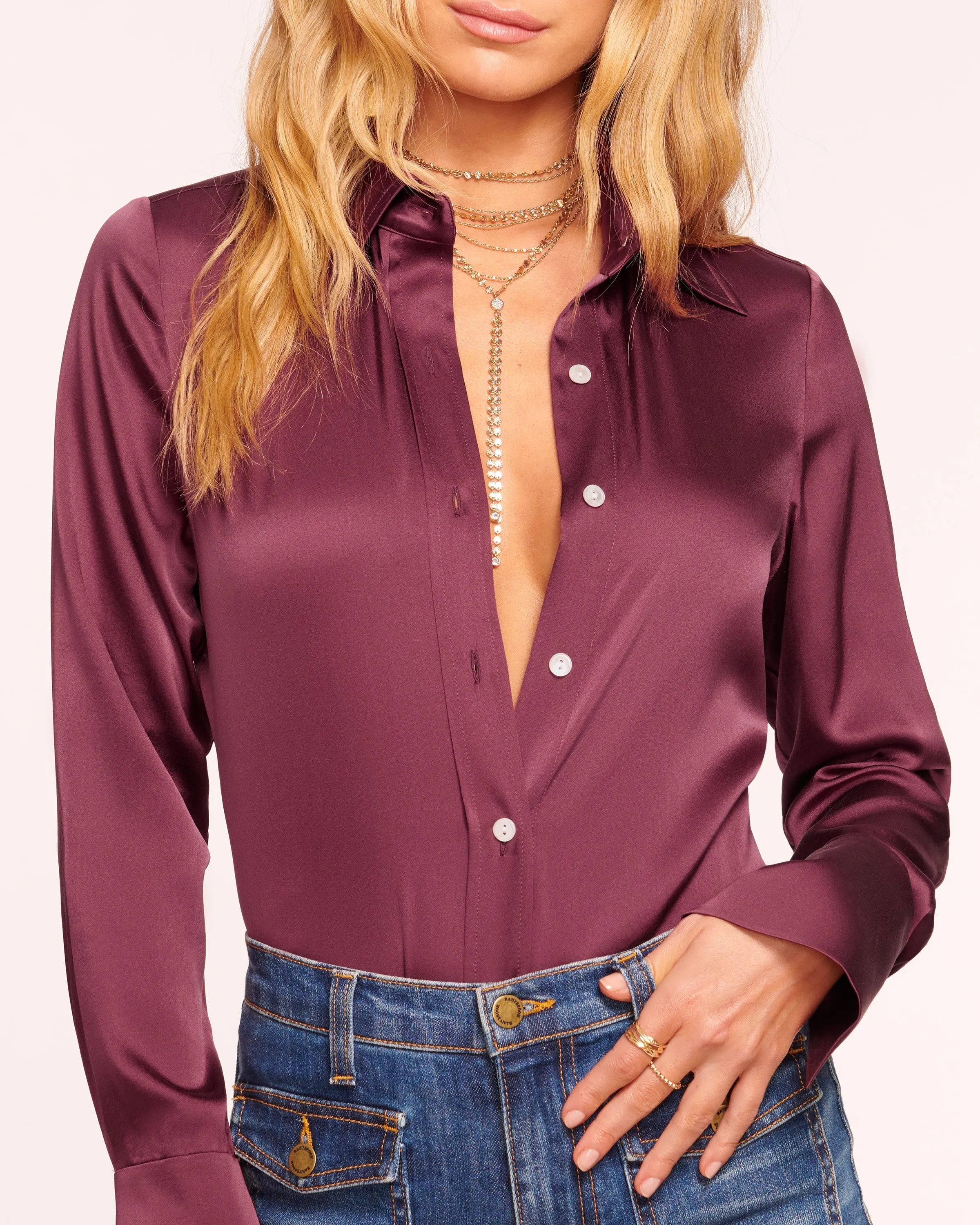 Victoria Silk Button Down Blouse