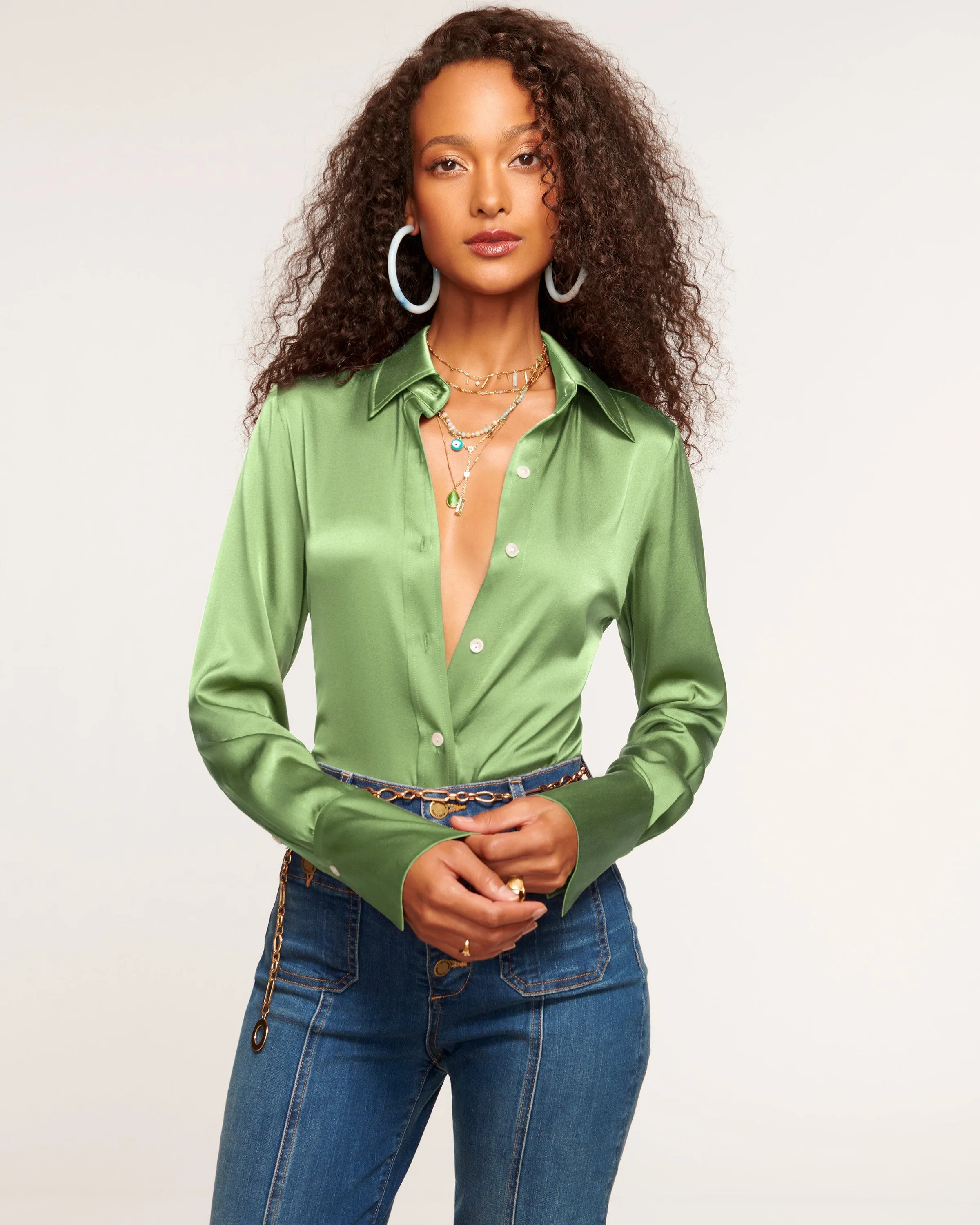 Victoria Silk Button Down Blouse
