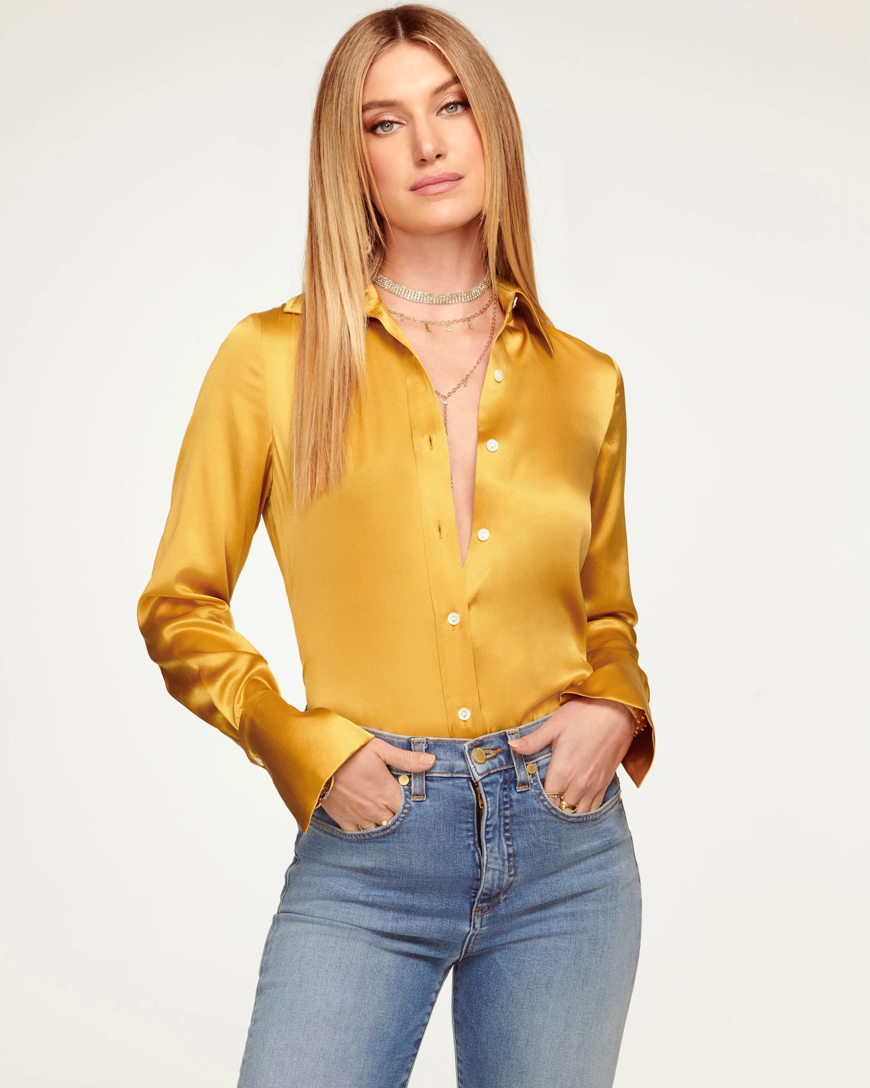 Victoria Silk Button Down Blouse