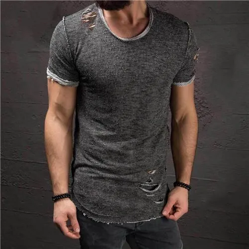 West Louis™ Ripped Slim Fit Cotton T-Shirt