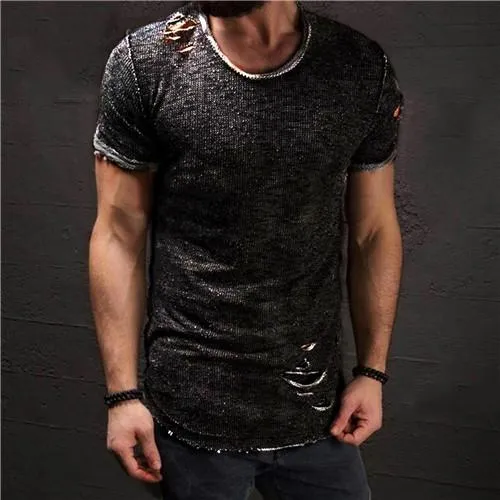 West Louis™ Ripped Slim Fit Cotton T-Shirt
