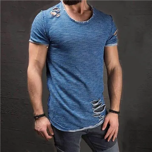 West Louis™ Ripped Slim Fit Cotton T-Shirt