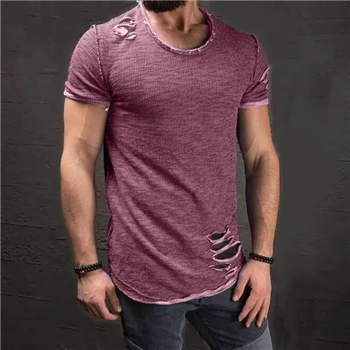 West Louis™ Ripped Slim Fit Cotton T-Shirt