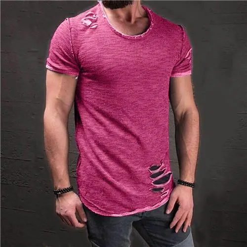 West Louis™ Ripped Slim Fit Cotton T-Shirt