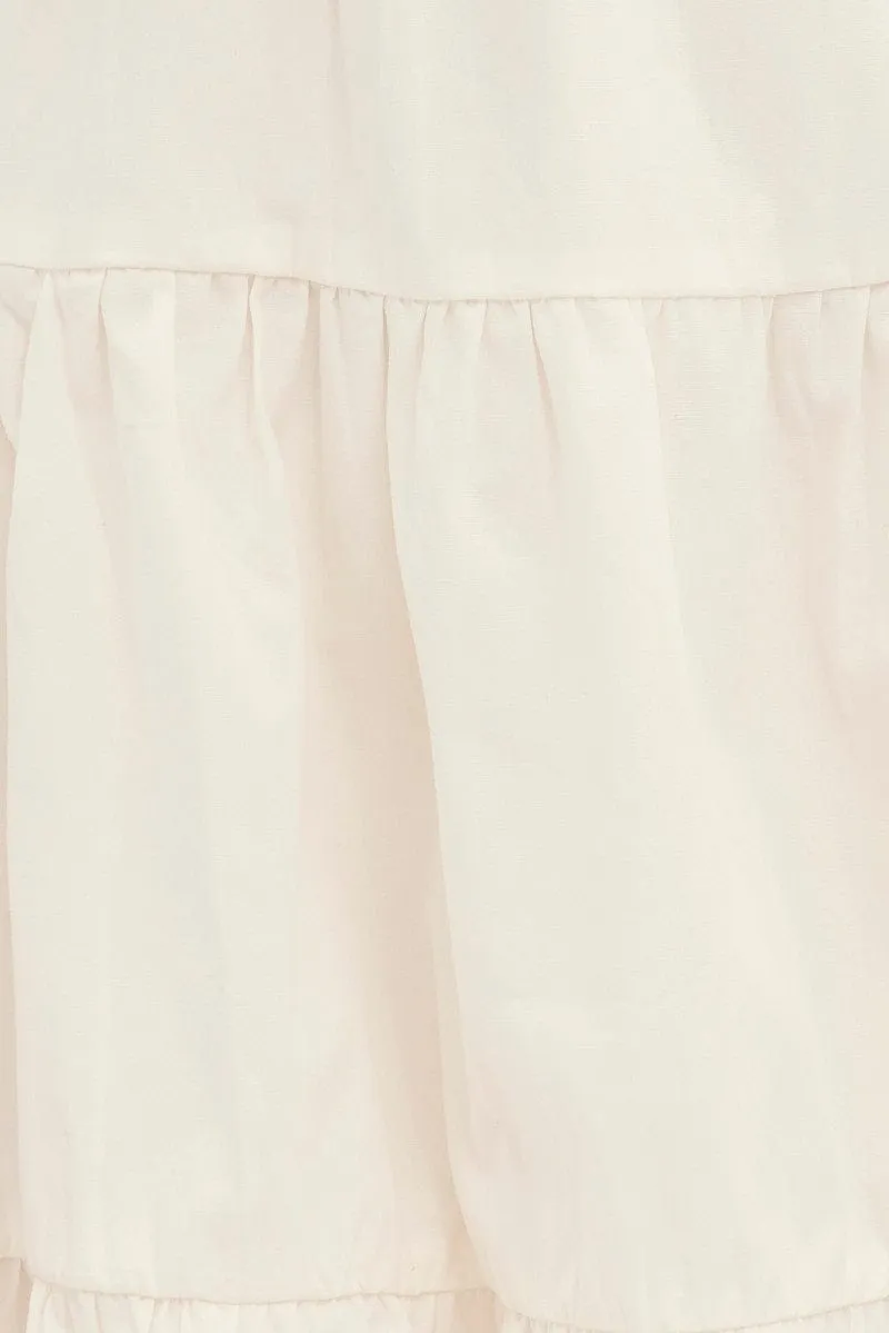 White Fit And Flare Dress Mini Sweetheart Poplin