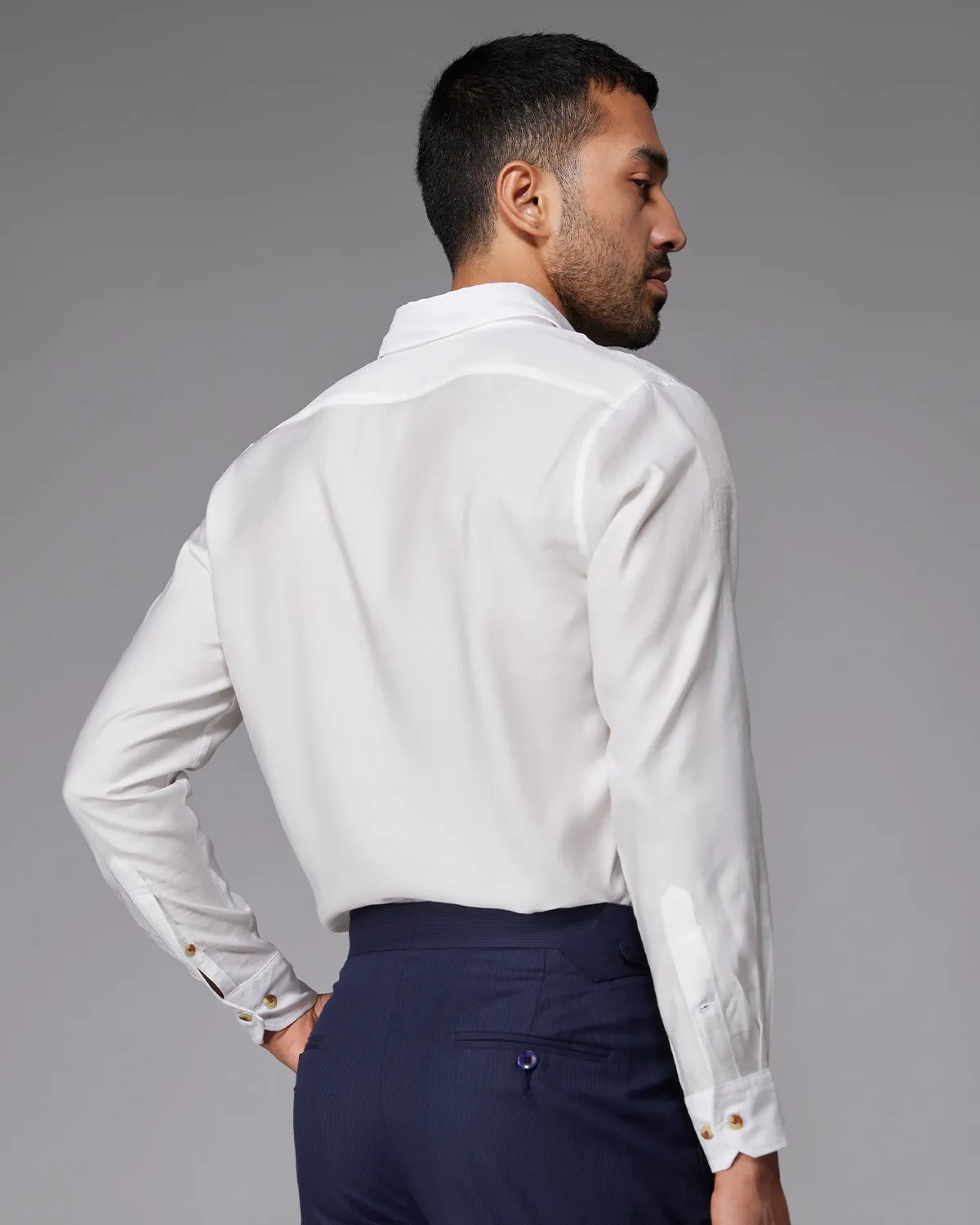 White Lyocell Twill Shirt
