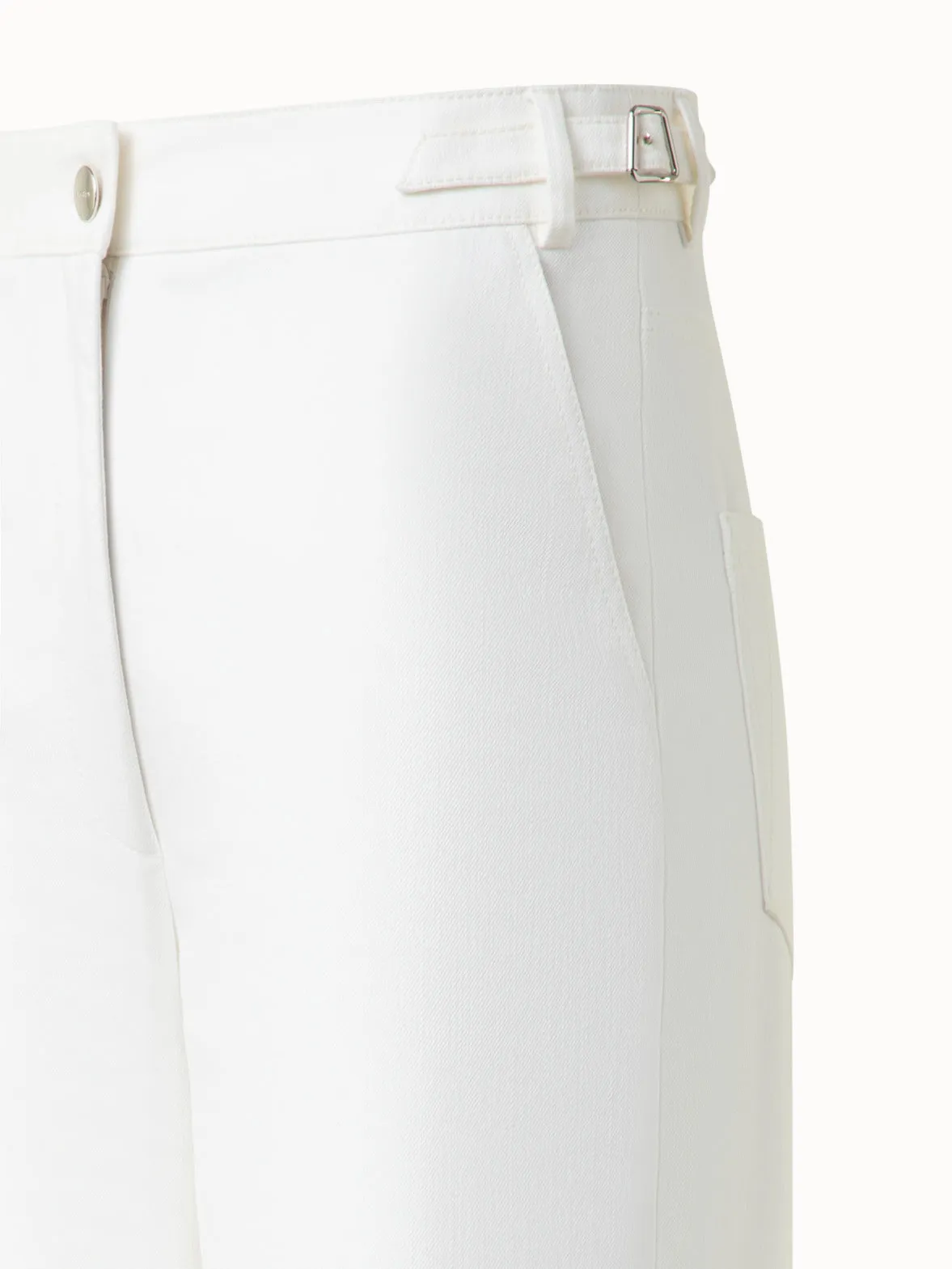 Wide Cotton Denim Stretch Pants