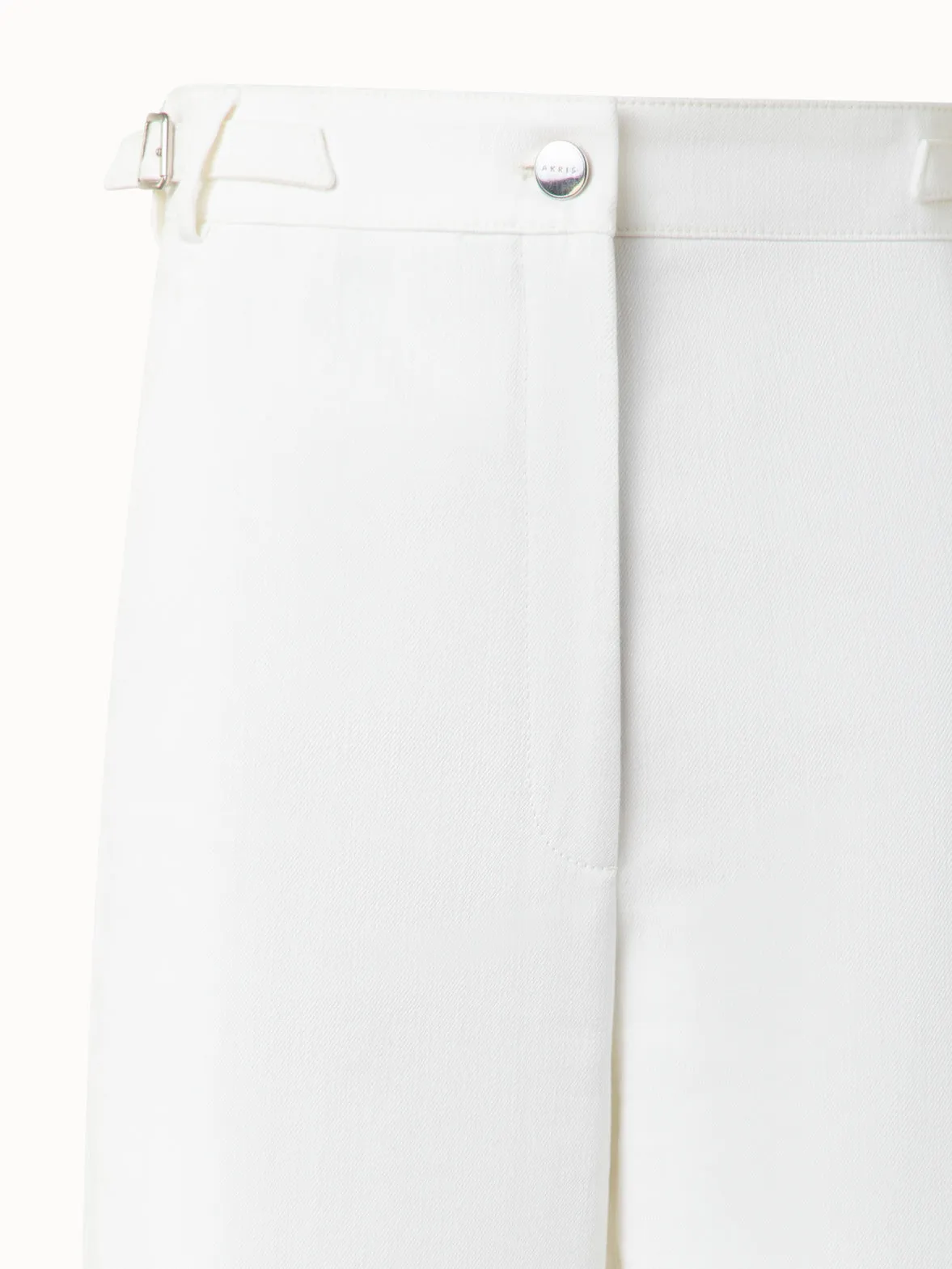 Wide Cotton Denim Stretch Pants