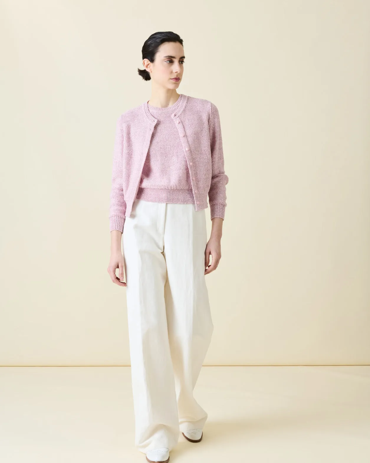 Wide Cotton Denim Stretch Pants