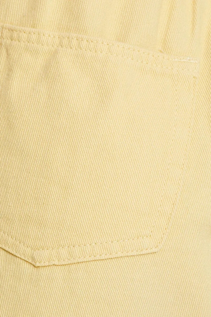 Yellow 2 Button Paperbag Color Denim Shorts